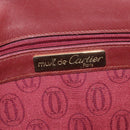 CARTIER Clutch Bag Leather Bordeaux Gold Auth bs24868-13