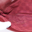 CARTIER Clutch Bag Leather Bordeaux Gold Auth bs24868-16