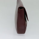 CARTIER Clutch Bag Leather Bordeaux Gold Auth bs24868-4