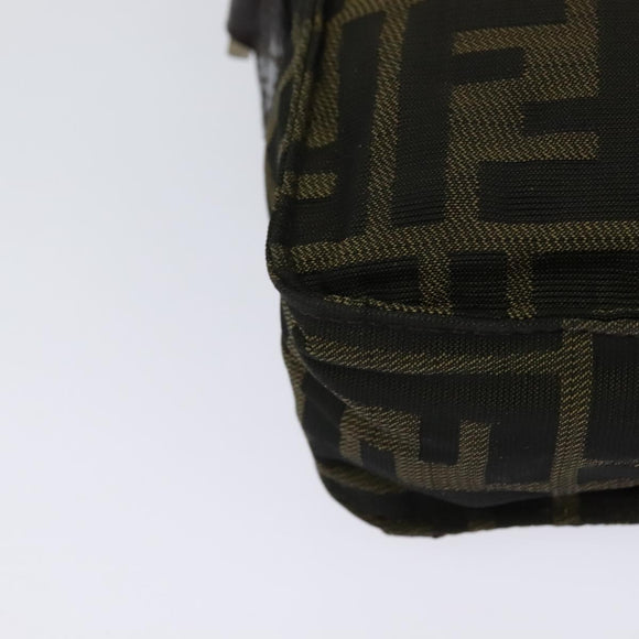 FENDI Zucca Canvas Shoulder Bag Black Brown Auth bs24898