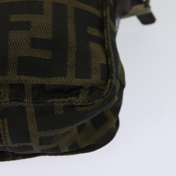 FENDI Zucca Canvas Shoulder Bag Black Brown Auth bs24898