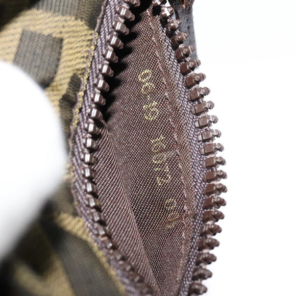 FENDI Zucca Canvas Shoulder Bag Black Brown Auth bs24898