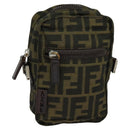 FENDI Zucca Canvas Shoulder Bag Black Brown Auth bs24898-1