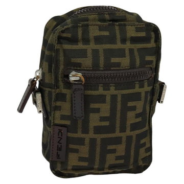 FENDI Zucca Canvas Shoulder Bag Black Brown Auth bs24898