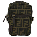 FENDI Zucca Canvas Shoulder Bag Black Brown Auth bs24898-13