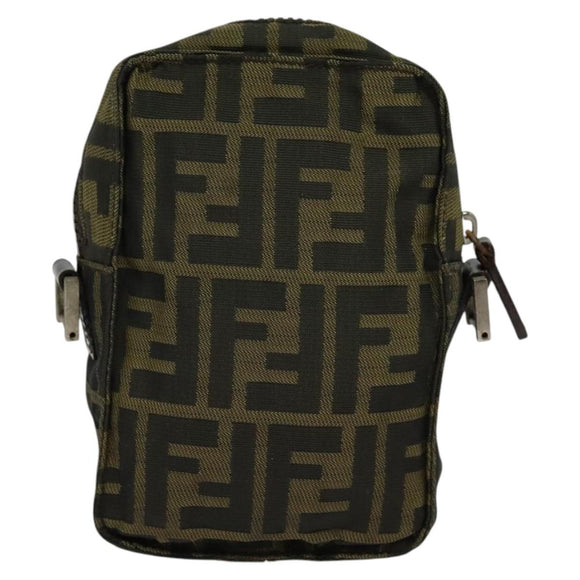 FENDI Zucca Canvas Shoulder Bag Black Brown Auth bs24898