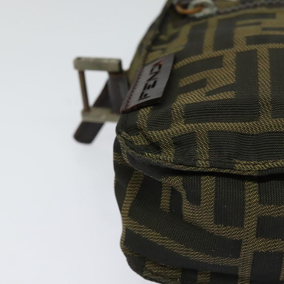 FENDI Zucca Canvas Shoulder Bag Black Brown Auth bs24898