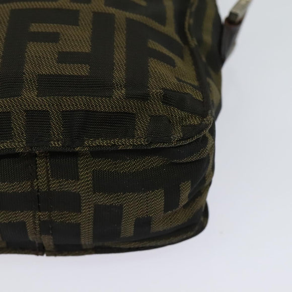 FENDI Zucca Canvas Shoulder Bag Black Brown Auth bs24898