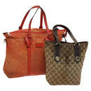 GUCCI GG Canvas Guccissima Shoulder Bag Nylon 2Set Orange Beige Auth bs24901-1