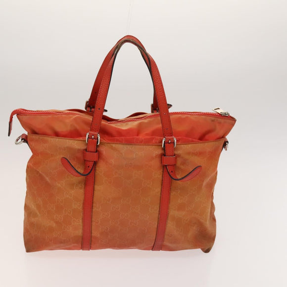 GUCCI GG Canvas Guccissima Shoulder Bag Nylon 2Set Orange Beige Auth bs24901