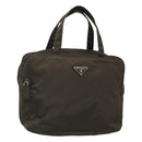 PRADA Hand Bag Nylon Khaki Silver Auth bs24908-1
