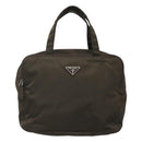 PRADA Hand Bag Nylon Khaki Silver Auth bs24908-13