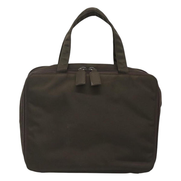 PRADA Hand Bag Nylon Khaki Silver Auth bs24908
