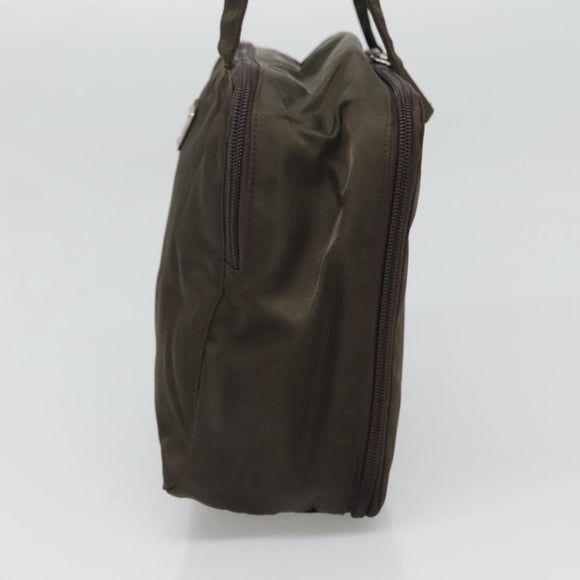 PRADA Hand Bag Nylon Khaki Silver Auth bs24908