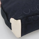 Salvatore Ferragamo Gancini Shoulder Bag Canvas Navy Silver Auth bs24930-16