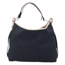 Salvatore Ferragamo Gancini Shoulder Bag Canvas Navy Silver Auth bs24930-13