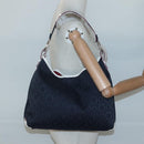 Salvatore Ferragamo Gancini Shoulder Bag Canvas Navy Silver Auth bs24930-21