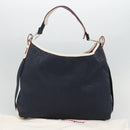 Salvatore Ferragamo Gancini Shoulder Bag Canvas Navy Silver Auth bs24930-12