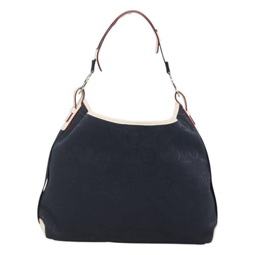 Salvatore Ferragamo Gancini Shoulder Bag Canvas Navy Silver Auth bs24930 - 0