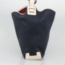 Salvatore Ferragamo Gancini Shoulder Bag Canvas Navy Silver Auth bs24930-4