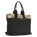 BURBERRY Nova Check Blue Label Hand Bag Canvas Nylon Black Beige Auth bs24936-1