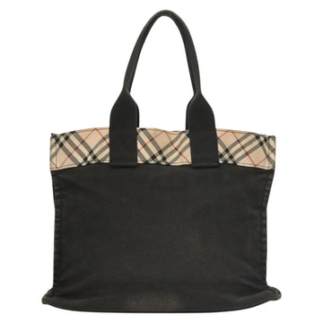 BURBERRY Nova Check Blue Label Hand Bag Canvas Nylon Black Beige Auth bs24936 - 0