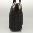 BURBERRY Nova Check Blue Label Hand Bag Canvas Nylon Black Beige Auth bs24936-3