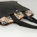 BURBERRY Nova Check Blue Label Hand Bag Canvas Nylon Black Beige Auth bs24936-6
