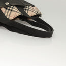 BURBERRY Nova Check Blue Label Hand Bag Canvas Nylon Black Beige Auth bs24936-7