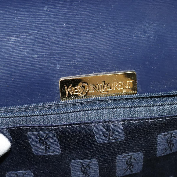 SAINT LAURENT Shoulder Bag Leather Blue Gold Auth bs24959