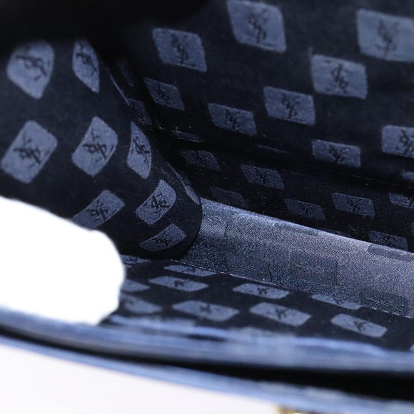 SAINT LAURENT Shoulder Bag Leather Blue Gold Auth bs24959