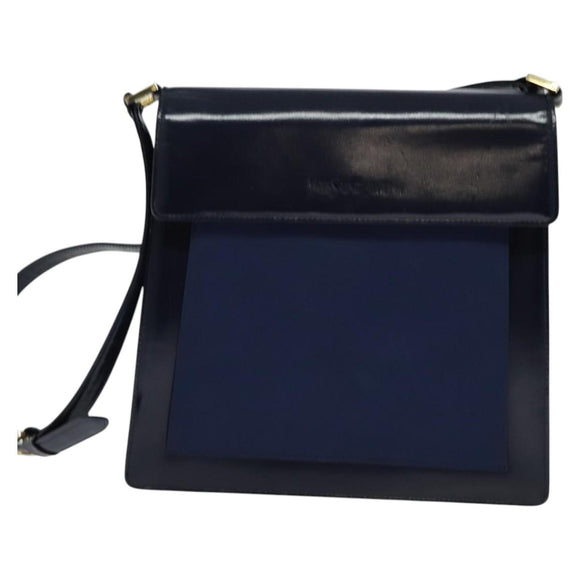 SAINT LAURENT Shoulder Bag Leather Blue Gold Auth bs24959