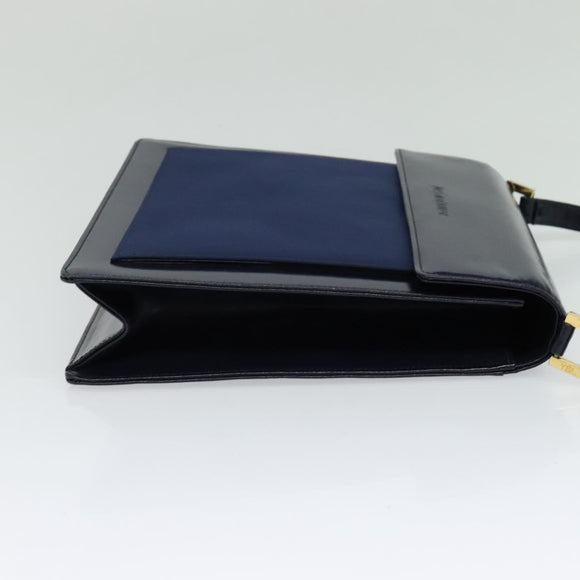 SAINT LAURENT Shoulder Bag Leather Blue Gold Auth bs24959