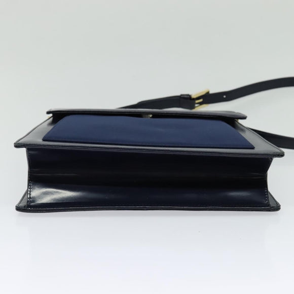 SAINT LAURENT Shoulder Bag Leather Blue Gold Auth bs24959