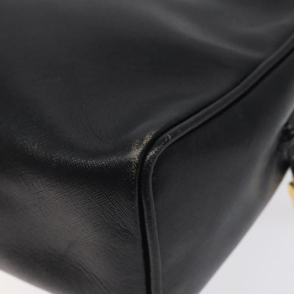 LOEWE Anagram Clutch Bag Leather Black Gold Auth bs24960