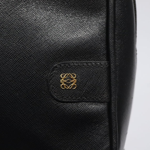 LOEWE Anagram Clutch Bag Leather Black Gold Auth bs24960