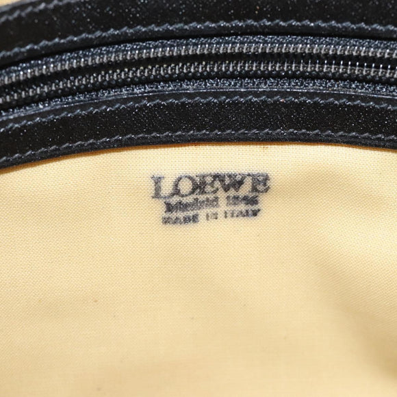 LOEWE Anagram Clutch Bag Leather Black Gold Auth bs24960