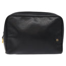 LOEWE Anagram Clutch Bag Leather Black Gold Auth bs24960-13