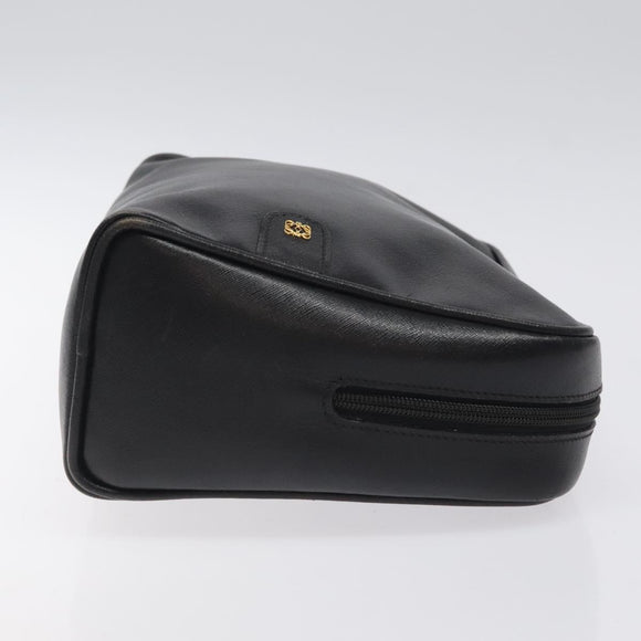 LOEWE Anagram Clutch Bag Leather Black Gold Auth bs24960