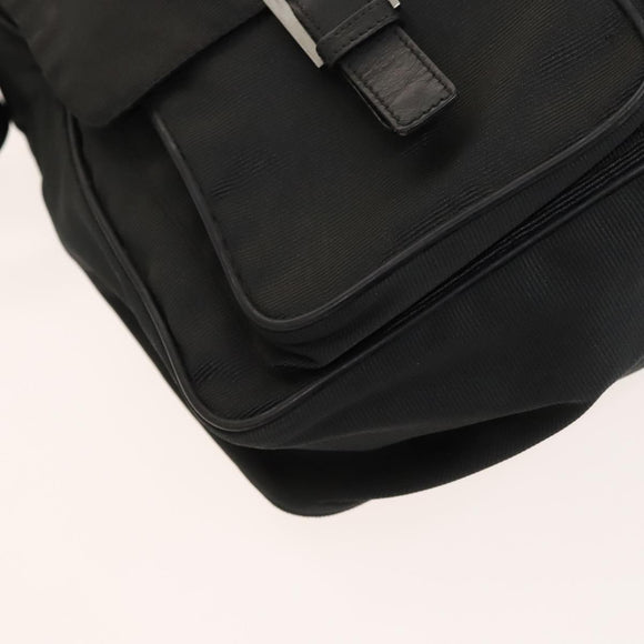 FENDI Shoulder Bag Nylon Black Silver Auth bs24965