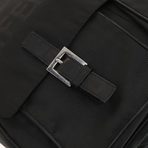 FENDI Shoulder Bag Nylon Black Silver Auth bs24965