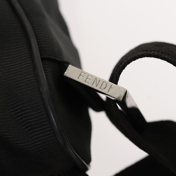 FENDI Shoulder Bag Nylon Black Silver Auth bs24965