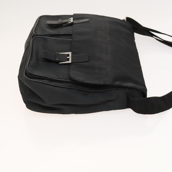 FENDI Shoulder Bag Nylon Black Silver Auth bs24965