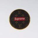 LOUIS VUITTON  Supreme Pin Badge metal Gold MP2076 LV Auth bs24973A-2