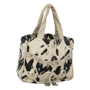 CHANEL Tote Bag Canvas White Silver CC Auth bs24978-1