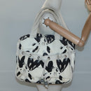 CHANEL Tote Bag Canvas White Silver CC Auth bs24978-21