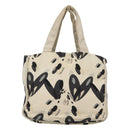 CHANEL Tote Bag Canvas White Silver CC Auth bs24978-2