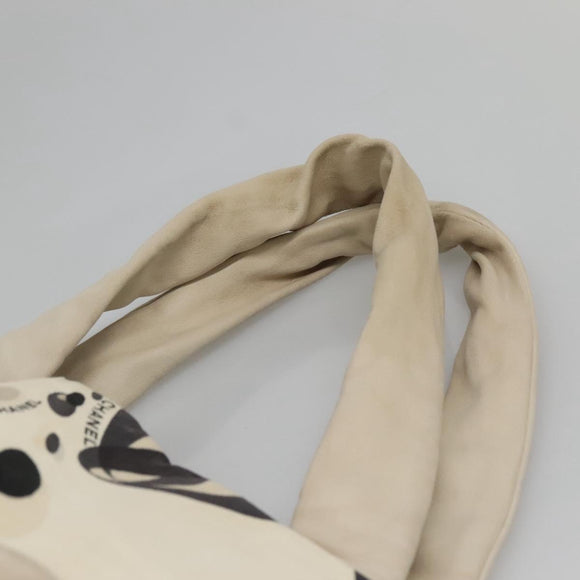 CHANEL Tote Bag Canvas White Silver CC Auth bs24978