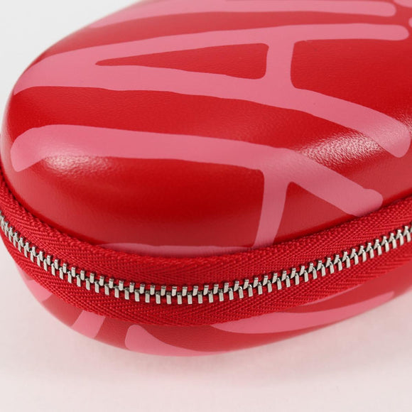 CHANEL Chain Glasses Sunglasses Case Glasses Case Leather Red CC Auth bs24979AM