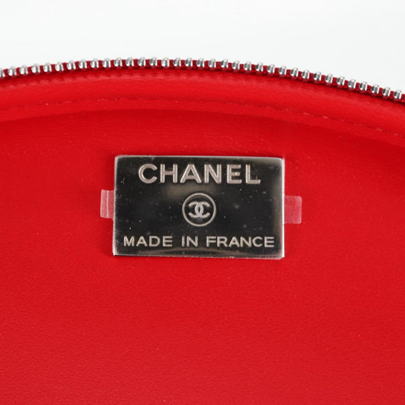 CHANEL Chain Bril Zonnebril Etui Brillenhoes Leer Rood CC Auth bs24979SAM